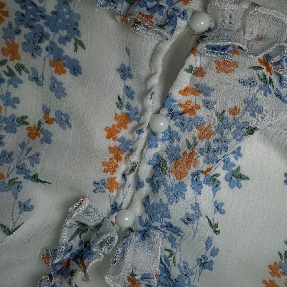 DOKOTOO Mini Dress Floral Deep V-Neck Ruffle Long Sleeve Open Back size XL - Picture 7 of 11
